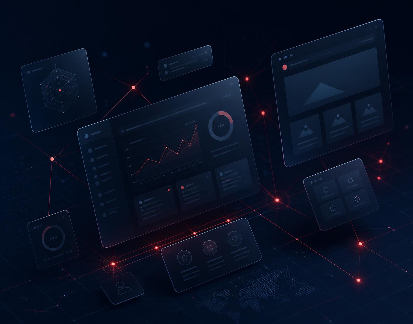Abstract visualization of modern website layouts and design systems
